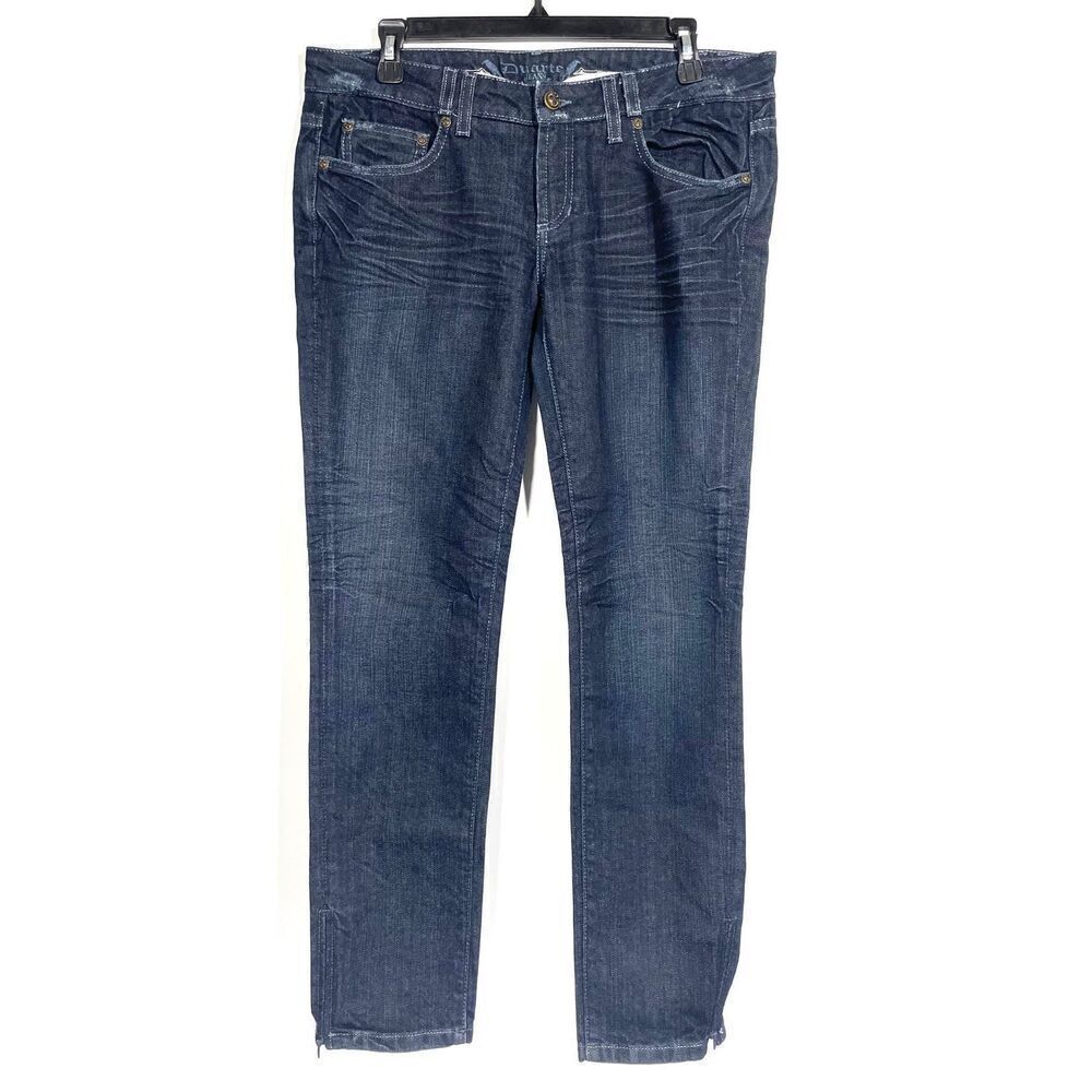 Duarte Jeans Los Angeles Dark Wash Ruched Straight Ankle Zipper Women Size 8